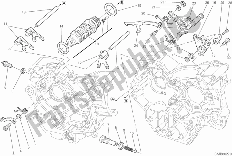 All parts for the Gear Change Mechanism of the Ducati Hypermotard 1100 EVO SP USA 2011
